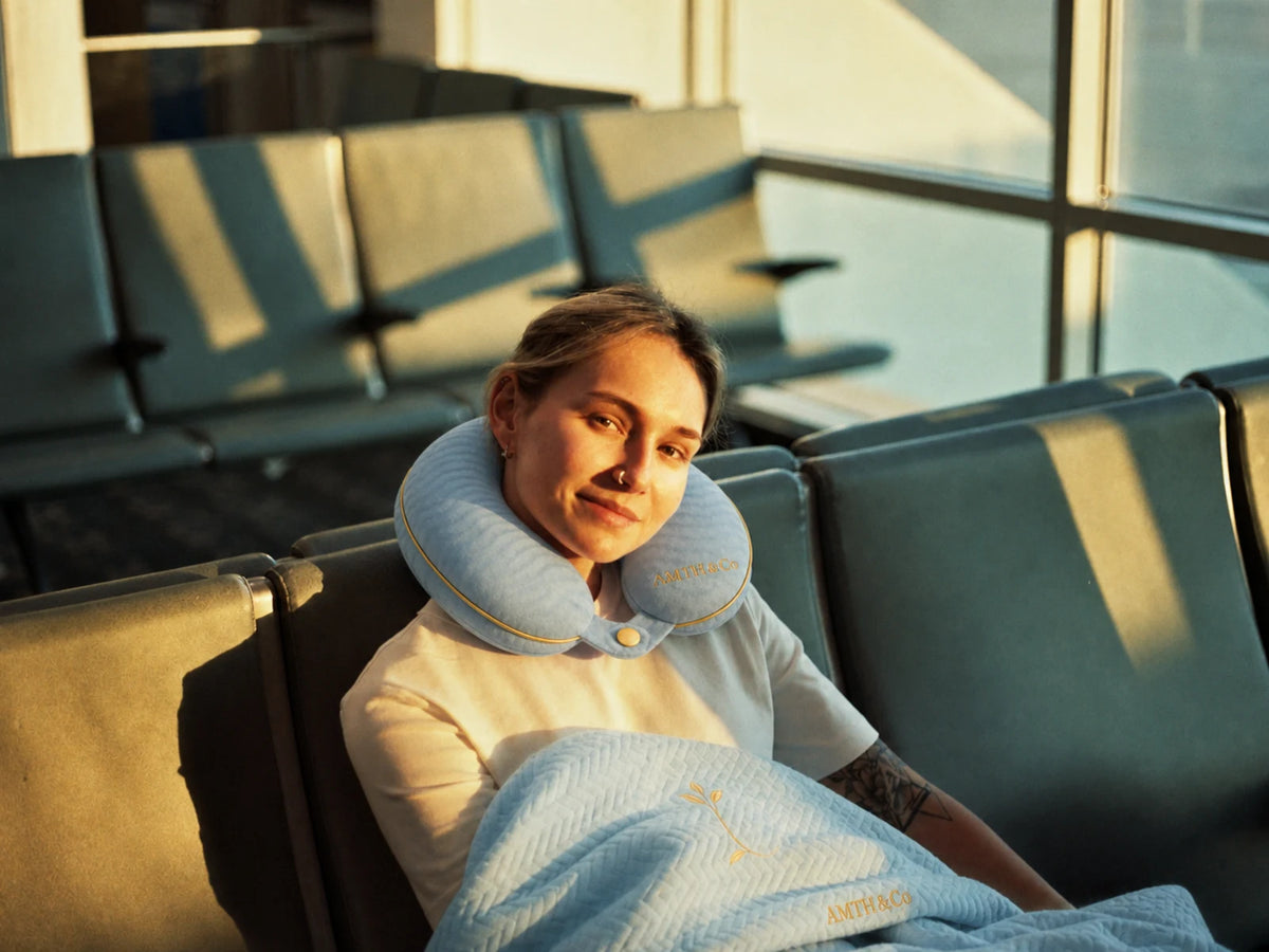 Traveler with AMTH & Co comfort essentials