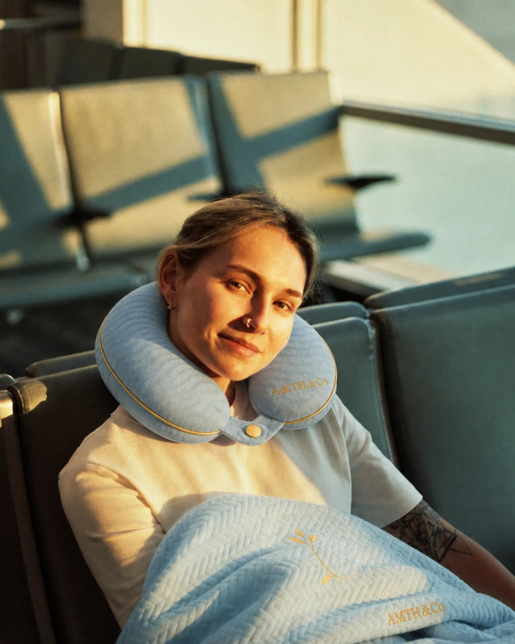 Traveler with the AMTH & Co Haven Blanket